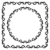 vector illustration. set. square and round decorated frame