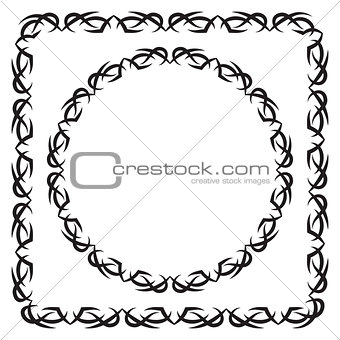 vector illustration. set. square and round decorated frame