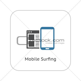 Mobile Surfing Icon. Flat Design.