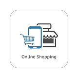 Online Shopping Icon. Flat Design.