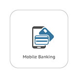 Mobile Banking Icon. Flat Design.