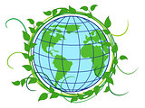 Planet Earth shrouded in green wreath