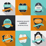 Vector Premium Quality Label Set in Flat Modern Design with Long