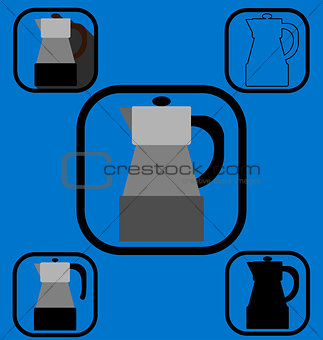 Geyser coffee maker icons set