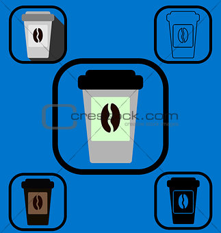 Disposable coffee cup icons set