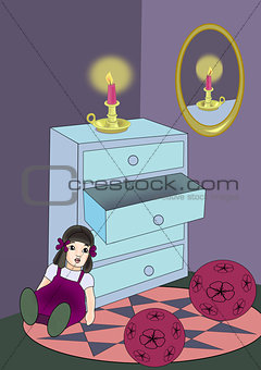Chest, Candle, Mirror, and Toys.