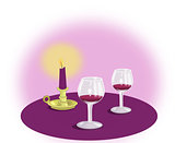 Wine Glasses and Candle