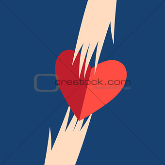 Graphic hands with heart