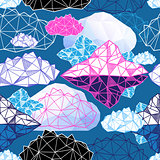 Seamless  pattern with geometric clouds