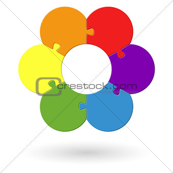 round flower puzzle colored