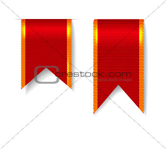 Red bookmark ribbons set