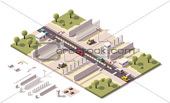 Vector isometric border checkpoint
