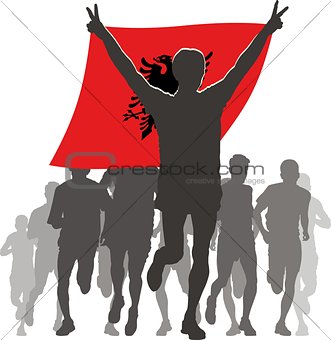 Athlete with the Albania flag