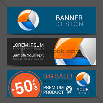creative banner set with lines logo blank