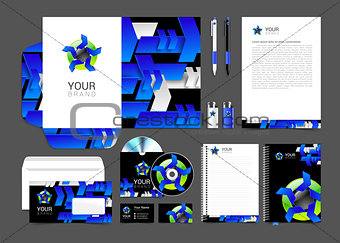 set corporate identity business logo abstract background blue