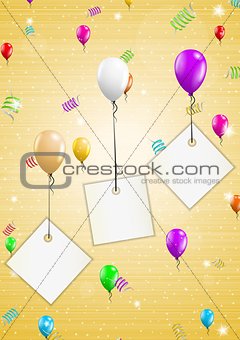background with balloons and confetti