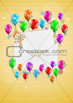 open envelope with balloons