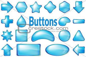 Blue Glass Buttons Set