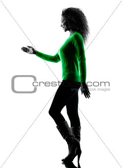 woman silhouette Walking Handshaking isolated