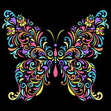 floral butterfly  on black background