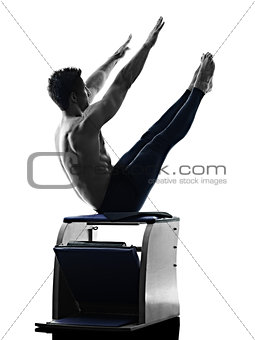 man pilates chair exercises fitness isolated