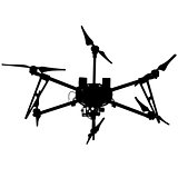 Black silhouette drone quadrocopter, vector illustration.