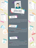 Modern resume cv template with tapes and post its