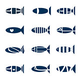 Set of  fish icons.