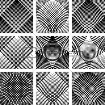 Meshy patterns. Convex and concave optical effect. 