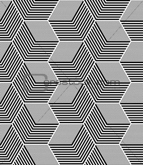 Seamless op art hexagons pattern. 