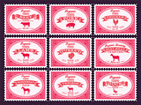 set of vector Postage stamps with farm animals