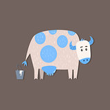 Cow And A Bucket Of Milk Image