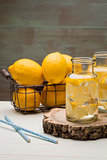Lemon and lime slices in jars