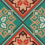 Knitted Seamless Pattern mainly in turquoise and red