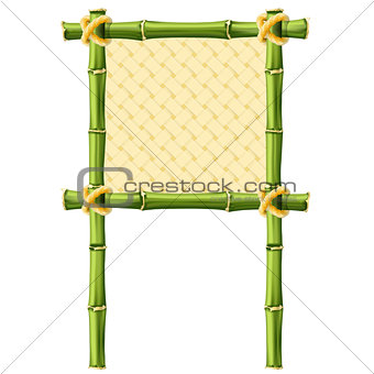 Square bamboo frame with wicker background - signboard