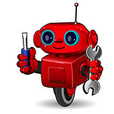 Red robot with tool