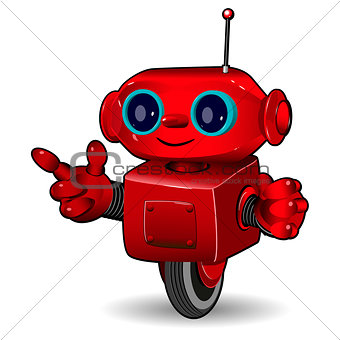 The red robot on the wheel