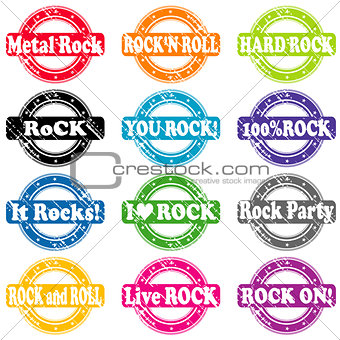 Set of rock and roll music stamps