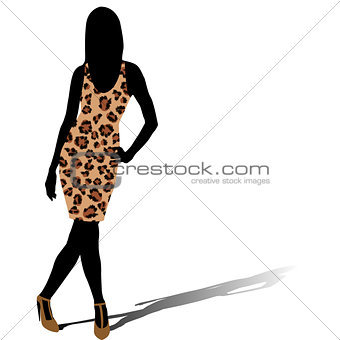 Woman silhouette in leopard skin dress