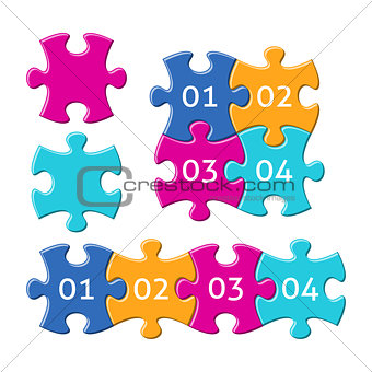 Jigsaw puzzle pieces with numbers