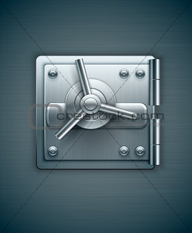 Metallic door of bank safe for money