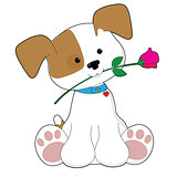 Cute Puppy with Rose