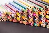 Color pencils on black surface