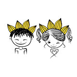 Prince and princess with crown on head for your design