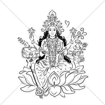 Indian goddess Shakti, sketch for your design
