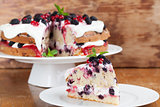 Mulberry and red currant cake