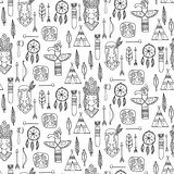 Seamless pattern with indian tribal elements. 