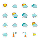 Weather outline icons flat