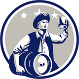 American Patriot Carry Beer Keg Circle Retro