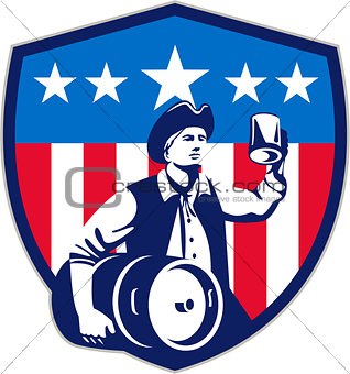 American Patriot Beer Keg Flag Crest Retro